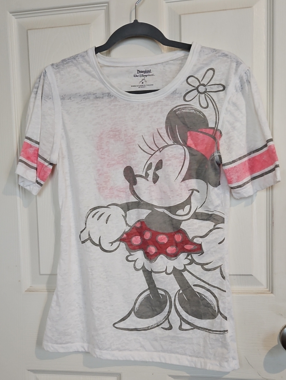 Disney White Tee with Pink & Black Minnie Graphic